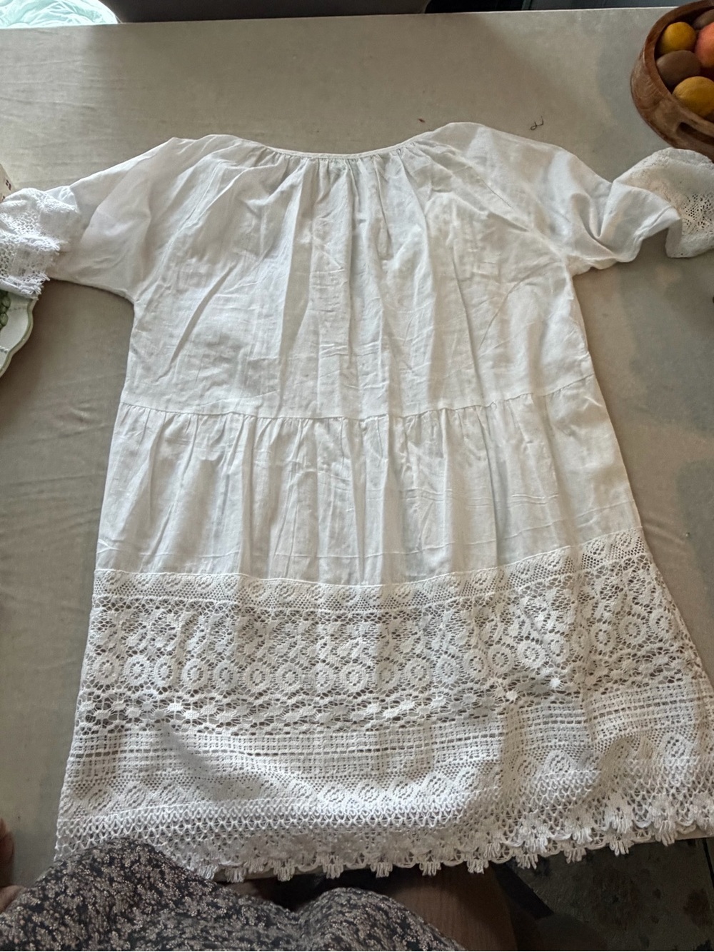 Women’s White Lace-Trim Peasant Tunic - Picture 14 of 16